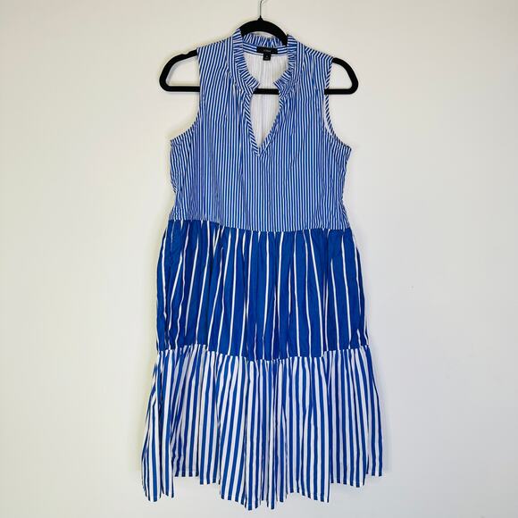 J.Crew Sleeveless tiered popover dress in mixed stripe #AK264 size small - Picture 2 of 9